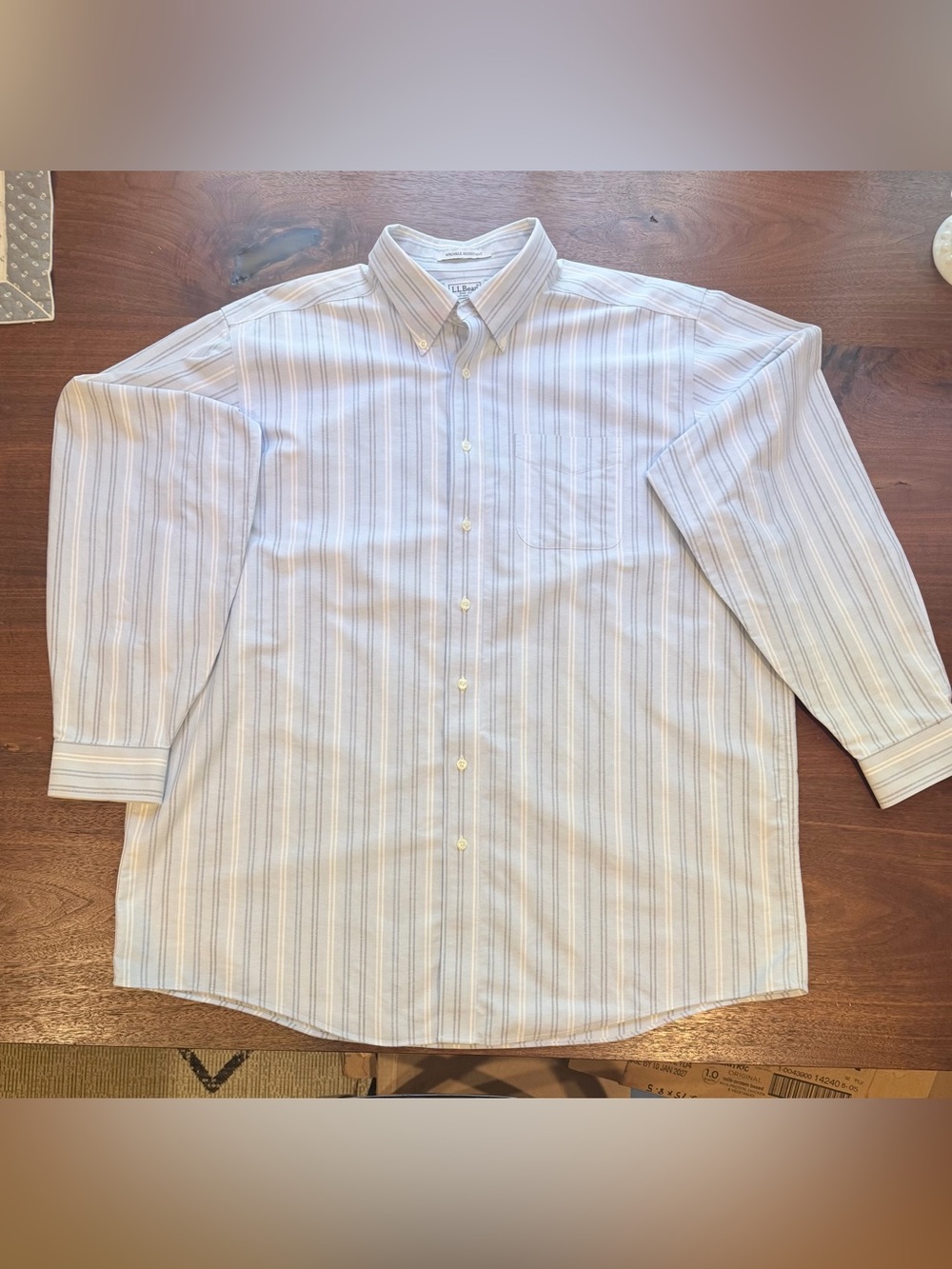 L.L.Bean Wrinkle Resistant Cotton Striped Button-Down Dress Shirt 18/36